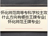 怀化师范高等专科学校主攻什么方向有哪些王牌专业(怀化师范王牌专业)