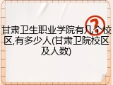 甘肃卫生职业学院有几个校区,有多少人(甘肃卫院校区及人数)