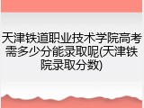 天津铁道职业技术学院高考需多少分能录取呢(天津铁院录取分数)