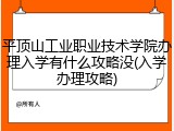 平顶山工业职业技术学院办理入学有什么攻略没(入学办理攻略)
