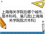 上海海关学院在哪个城市，是本科吗，第几批(上海海关学院批次本科)