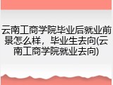 云南工商学院毕业后就业前景怎么样，毕业生去向(云南工商学院就业去向)