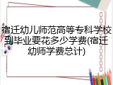 宿迁幼儿师范高等专科学校到毕业要花多少学费(宿迁幼师学费总计)