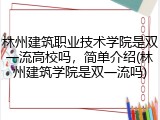 林州建筑职业技术学院是双一流高校吗，简单介绍(林州建筑学院是双一流吗)