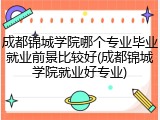 成都锦城学院哪个专业毕业就业前景比较好(成都锦城学院就业好专业)