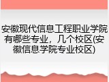 安徽现代信息工程职业学院有哪些专业，几个校区(安徽信息学院专业校区)