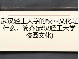 武汉轻工大学的校园文化是什么，简介(武汉轻工大学校园文化)