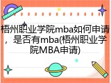 梧州职业学院mba如何申请，是否有mba(梧州职业学院MBA申请)