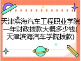 天津滨海汽车工程职业学院一年财政拨款大概多少钱(天津滨海汽车学院拨款)