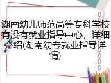 湖南幼儿师范高等专科学校有没有就业指导中心，详细介绍(湖南幼专就业指导详情)