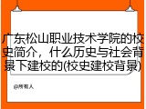 广东松山职业技术学院的校史简介，什么历史与社会背景下建校的(校史建校背景)