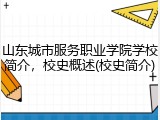 山东城市服务职业学院学校简介，校史概述(校史简介)