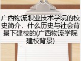 广西物流职业技术学院的校史简介，什么历史与社会背景下建校的(广西物流学院建校背景)