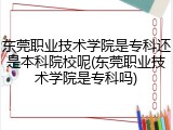 东莞职业技术学院是专科还是本科院校呢(东莞职业技术学院是专科吗)