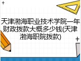 天津渤海职业技术学院一年财政拨款大概多少钱(天津渤海职院拨款)