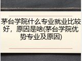 茅台学院什么专业就业比较好,原因是啥(茅台学院优势专业及原因)