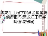 黑龙江工程学院含金量量吗，值得报吗(黑龙江工程学院值得报吗)