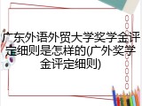 广东外语外贸大学奖学金评定细则是怎样的(广外奖学金评定细则)