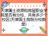 天津国土资源和房屋职业学院是否有分校，共有多少个校区(天津国土房院分校数量)
