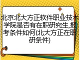 北京北大方正软件职业技术学院是否有在职研究生,报考条件如何(北大方正在职研条件)