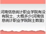河南信息统计职业学院有没有院士,大概多少(河南信息统计职业学院院士数量)
