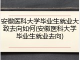 安徽医科大学毕业生就业大致去向如何(安徽医科大学毕业生就业去向)