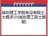 潍坊理工学院有没有院士，大概多少(潍坊理工院士数量)