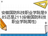 安徽国防科技职业学院是985还是211(安徽国防科技职业学院属性)