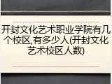 开封文化艺术职业学院有几个校区,有多少人(开封文化艺术校区人数)