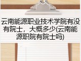 云南能源职业技术学院有没有院士，大概多少(云南能源职院有院士吗)