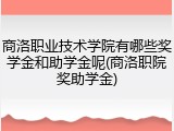 商洛职业技术学院有哪些奖学金和助学金呢(商洛职院奖助学金)