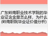 广东岭南职业技术学院的毕业证含金量怎么样，为什么(岭南职院毕业证价值分析)