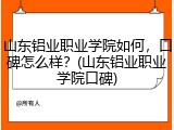 山东铝业职业学院如何，口碑怎么样？(山东铝业职业学院口碑)