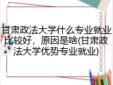 甘肃政法大学什么专业就业比较好，原因是啥(甘肃政法大学优势专业就业)
