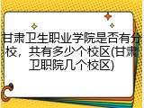 甘肃卫生职业学院是否有分校，共有多少个校区(甘肃卫职院几个校区)
