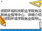 资阳环境科技职业学院有没有就业指导中心，详细介绍(资阳环境学院就业指导)