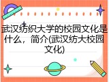 武汉纺织大学的校园文化是什么，简介(武汉纺大校园文化)