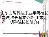 山东力明科技职业学院校长是谁,校长基本介绍(山东力明学院校长简介)