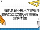 上海南湖职业技术学院就读的真实感觉如何(南湖职院就读体验)