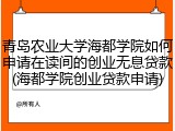 青岛农业大学海都学院如何申请在读间的创业无息贷款(海都学院创业贷款申请)