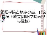 邵阳学院占地多少亩，什么情况下成立(邵阳学院面积与建校)