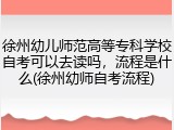 徐州幼儿师范高等专科学校自考可以去读吗，流程是什么(徐州幼师自考流程)
