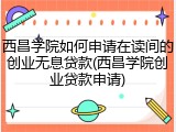 西昌学院如何申请在读间的创业无息贷款(西昌学院创业贷款申请)