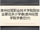 贵州经贸职业技术学院到毕业要花多少学费(贵州经贸学院学费总计)