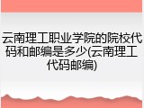 云南理工职业学院的院校代码和邮编是多少(云南理工代码邮编)
