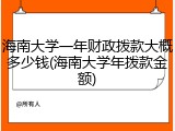 海南大学一年财政拨款大概多少钱(海南大学年拨款金额)