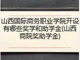 山西国际商务职业学院开设有哪些奖学和助学金(山西商院奖助学金)
