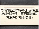 南充职业技术学院什么专业就业比较好，原因是啥(南充职院好就业专业)