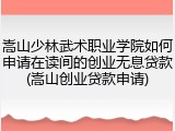 嵩山少林武术职业学院如何申请在读间的创业无息贷款(嵩山创业贷款申请)