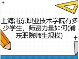 上海浦东职业技术学院有多少学生，师资力量如何(浦东职院师生规模)